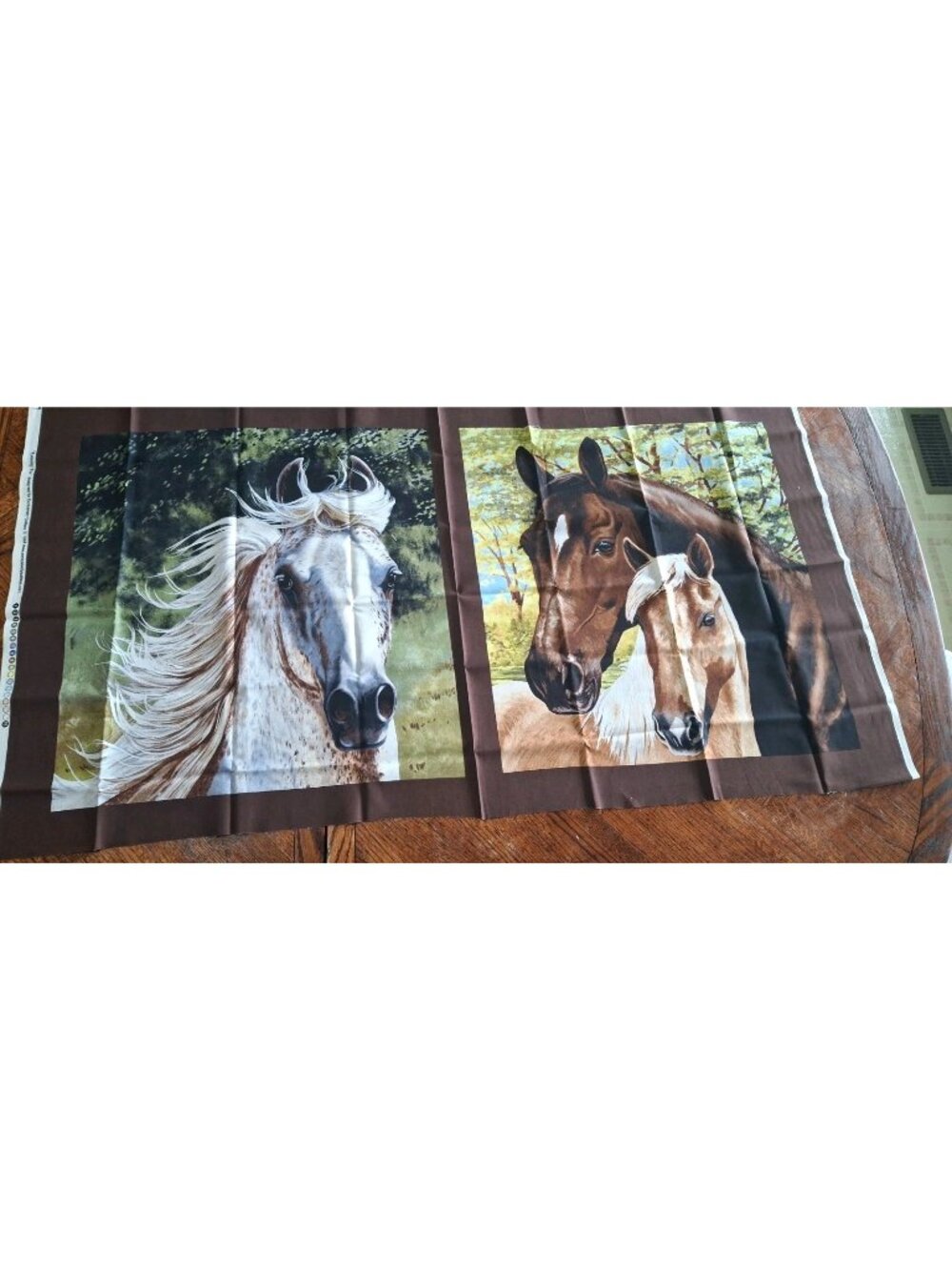 Running Free horses Exclusively quilters cotton fabrics Panel Equestrian 23 x 44